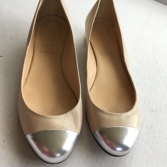 J.Crew's Janey Metallic Cap-Toe Flats Shoes Size 6 - Picture 3 of 7